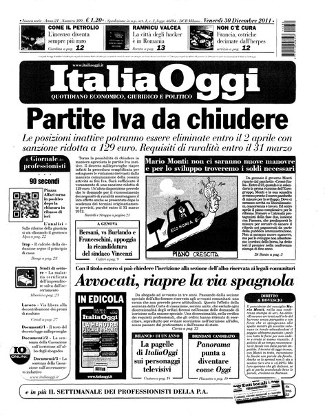 Italia oggi : quotidiano di economia finanza e politica